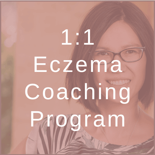 picture of Dr Melissa Raymond, PhD with 1:1 eczema coaching program text overlay